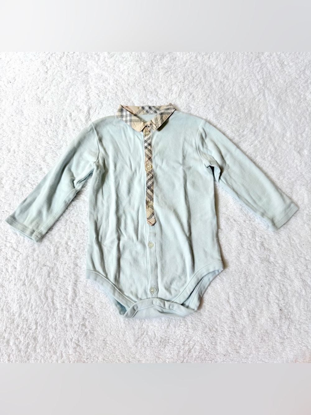 Burberry Baby Boy Onepiece Nova Check Plaid Rompers Beige 9m Infant blue Shirt